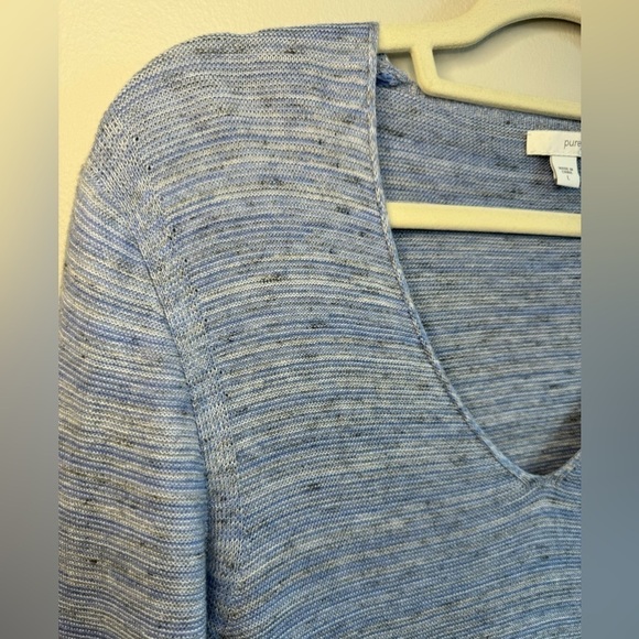J. Jill Pure Jill Blue Heathered Long Tunic Sweater Cotton Modal Linen Size L - Picture 2 of 7